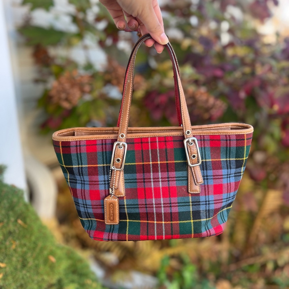Coach Holiday Hamptons Plaid Wool Mini Tote 🎄Y2K
